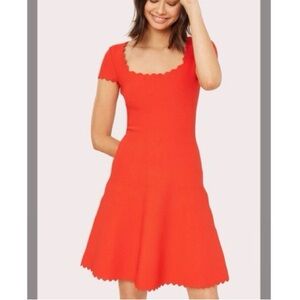 Milly Red Scalloped Mini Dress